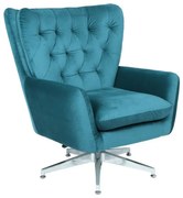 Poltrona BÉCQUER,  giratória, ajustável, tecido velvet turquesa