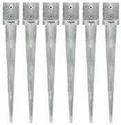 vidaXL Estacas de enterrar 6 pcs 12x12x89 cm aço galvanizado prateado