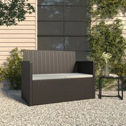vidaXL Banco de jardim com almofadões 105 cm vime PE preto