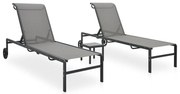 vidaXL Espreguiçadeiras com mesa 2 pcs textilene e aço