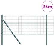 Cerca Euro com 13 Postes 0.4x25 m Aço Galvanizado Verde