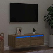 Móvel de TV com luzes LED 75x35,5x25 cm carvalho sonoma