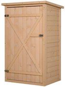 Outsunny Armário de Jardim de Madeira para Ferramentas com 3 Prateleiras Interiores Porta com Trava e Teto 75x56x115 cm Madeira | Aosom Portugal