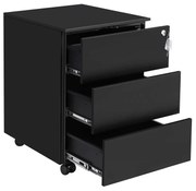 Armário móvel com 3 gavetas para escritório e arquivo | SONGMICS | 39 x 45 x 55 cm | preto matte | OFC63BK.