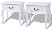 vidaXL Mesas de cabeceira, 2 pcs, MDF, branco