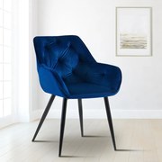 Cadeira de sala de jantar Cassis com estofo em veludo 81 x 56 x 58 cm Azul