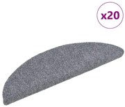 vidaXL Tapetes de escada autoadesivos 20 peças 56x17x3 cm cinza claro semicircular