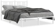 vidaXL Estrutura de cama com cabeceira 135x190 cm metal branco
