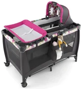 Berço dobrável 3 em 1 com trocador de fraldas, centro bebé portátil com  rodinhas, colchão, saco de manta, 110 x 82 x 82 cm, rosa
