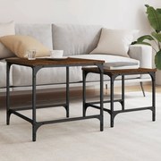 vidaXL Mesas de centro encastrar 2pcs deriv. madeira carvalho castanho
