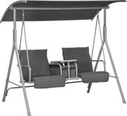 Outsunny Baloiço Hollywood, 2 lugares, com dossel e mesa, estrutura metálica, até 180 kg, 175x110x165 cm, Preto | Aosom Portugal