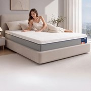 Colchão 160 x 200 x 20 cm, espuma viscoelástica com gel, 7 zonas, firmeza média, capa removível, respirável, azul