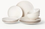Conjunto de loiça artesanal Nordic Vanilla, 4 pessoas, conjunto de 12