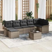 vidaXL Conjunto de Sofá de Jardim de 7 Peças com Almofadas em Rattan Cinza de Polietileno