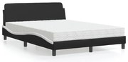 vidaXL Cama com colchão 120x200 cm couro artificial preto e branco