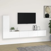 Conjunto móveis de TV 3 pcs madeira processada branco