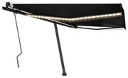 vidaXL Toldo retrátil manual c/ LED 450x300 cm antracite