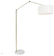Candeeiro de pé moderno dourado com cúpula branca 50 cm ajustável - Editor Design,Moderno