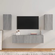 vidaXL Conjunto móveis de TV 4 pcs madeira processada sonoma cinza