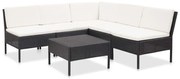 6 pcs conjunto lounge de jardim c/ almofadões vime PE preto