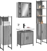 vidaXL 4 pcs conj. móveis casa de banho derivados madeira cinza sonoma