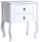 Mesa Cabeceira Cabriole 2 Gavetas 50 cm - Branco