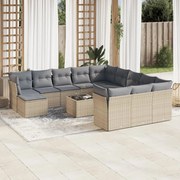 vidaXL 13 pcs conjunto de sofás p/ jardim com almofadões vime PE bege