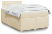 vidaXL Cama boxspring com colchão 120x190 cm tecido cor creme