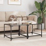 vidaXL Mesas de centro c/ topo em vidro preto 2 pcs 50x50x40 cm aço