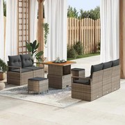 vidaXL Conjunto de Sofá de Jardim 8 Peças com Almofadas Cinzas e Acácia