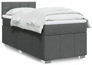 vidaXL Cama com molas/colchão 100x200 cm tecido cinza-escuro