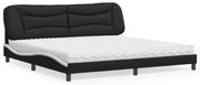vidaXL Cama com colchão Hvar 200x200 cm couro artificial preto e branco