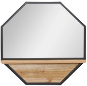 HOMCOM Espelho Decorativo de Parede 61x61cm Espelho Octógono com Prateleira de Armazenamento para Sala de Estar Entrada Preto