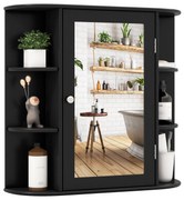 Armário de armazenamento de banheiro de superfície de parede multiuso com espelho - cinza