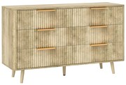 HOMCOM Cómoda com 6 Gavetas para Dormitório com Frentes das Gavetas Estriadas e Pés de Madeira 120x40x76 cm Madeira | Aosom Portugal