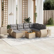 vidaXL 8 pcs conjunto de sofás p/ jardim com almofadões vime PE bege