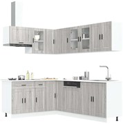 vidaXL 11 peças armário de cozinha conjunto Porto cinzento sonoma