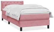 vidaXL Cama com molas/colchão 80x220 cm veludo rosa