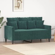 vidaXL Sofá de 2 lugares 120 cm veludo verde-escuro
