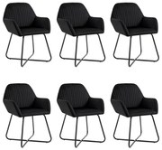 vidaXL Cadeiras de jantar 6 pcs veludo preto