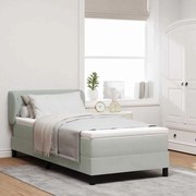Cama Box Spring com Colchão Cinza Claro 90x190 cm Veludo