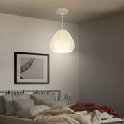 Candeeiro Suspenso Moderno Candeeiro de Teto com Ecrã de Impressão 3D Iluminação para Sala de Jantar Ø20,5x17,5 cm Branco