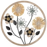 PAINEL EM FERRO E MADEIRA RÁFIA CM Ø 50X3