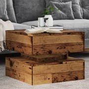 vidaXL Mesa de centro com luzes LED 50x50x40 cm madeira velha