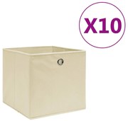 vidaXL Caixas arrumação 10 pcs 28x28x28 cm tecido-não-tecido creme