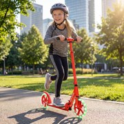 Trotinete para crianças com plataforma de alumínio, guiador ajustável em 3 posições e alça para crianças Vermelha