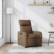 vidaXL Poltrona de massagens reclinável tecido castanho