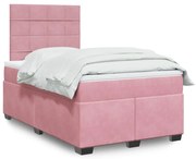 vidaXL Cama boxspring com colchão 120x200 cm veludo rosa