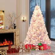 Árvore de Natal pré-iluminada de 225 cm Árvore de Natal artificial com 1300 pontas de ramos 550 luzes LED brancas quentes 8 modos Púrpura