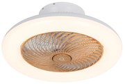 Ventilador de teto branco com impressão de madeira 55cm incl. LED regulável com controle remoto - Clima
